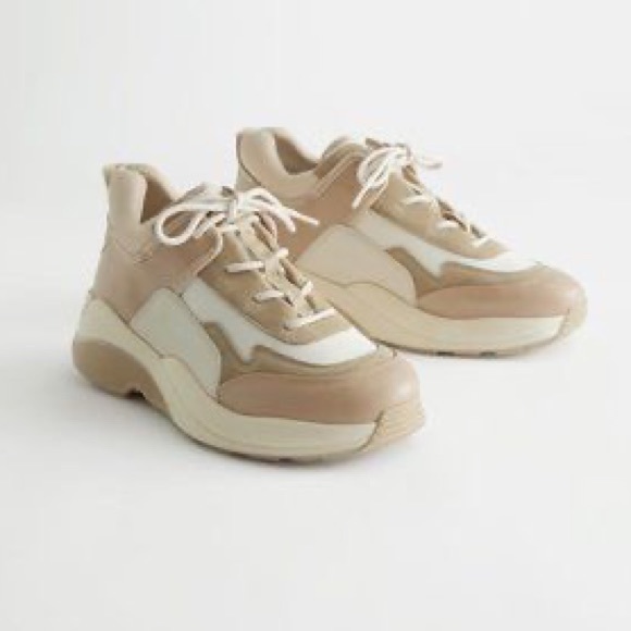 & Other Stories Chunky Sole Technical Sneakers Beige White Color Block Size 10 - Picture 11 of 11